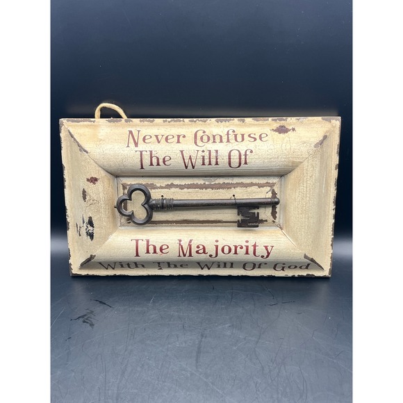 Rustic Key Wall Decor Sign Religious Decor Believe Faith 10" x 6" Will of God - Picture 1 of 4